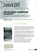 Developing leadership qualities