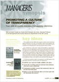 Promoting a culture of transparency