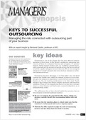 Keys to successful outsourcing