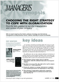 Choosing the right strategy to cope with globalization