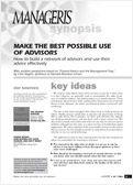 Make the best possible use of advisors