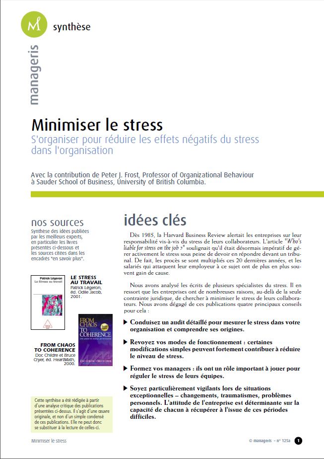 Minimiser le stress